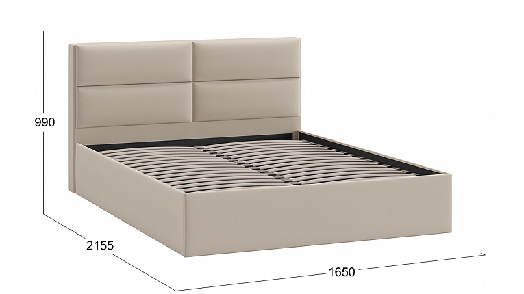 Кровать без подъемного механизма Глосс Трия Тип 1 Велюр Confetti Cream 1600x2000