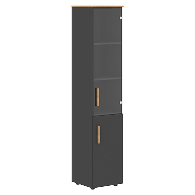 Шкаф-колонка комбинированный Skyland ФОРТА (Forta) FHC 40.2(R) Черный Графит / Дуб Гамильтон