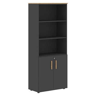 Шкаф с 1 комплектом глухих малых дверей Skyland ФОРТА (Forta) FHC 80.5(Z) Черный Графит / Дуб Гамильтон