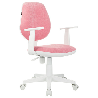 Кресло детское BRABIX Fancy MG-201W пластик белый / вельвет светло-розовый 533009